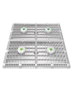 AquaStar 18" x 18" Square Frame with (4) 9" Square Wave Anti-Entrapment Suction Outlet Covers & Vented Riser Rings, White Wave