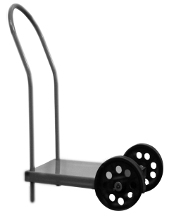 Cart Curved Handle 12"x 18" Two Legs 18 Gauge Steel Electrostatically Blue w/Non-Corrosive Wheels