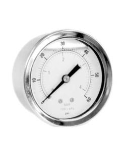 Gauge Pressure 2.5" Liquid Filled Back Mount SS 0/60 psi