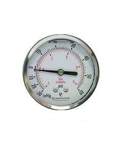 Gauge Vacuum 2.5" Liquid Filled Back Mount SS 30HG 0/60 psi