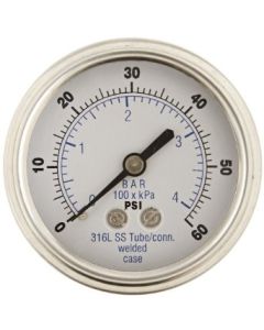 Gauge Pressure 2" 0-60 psi 0.25" Brass CB/MNT