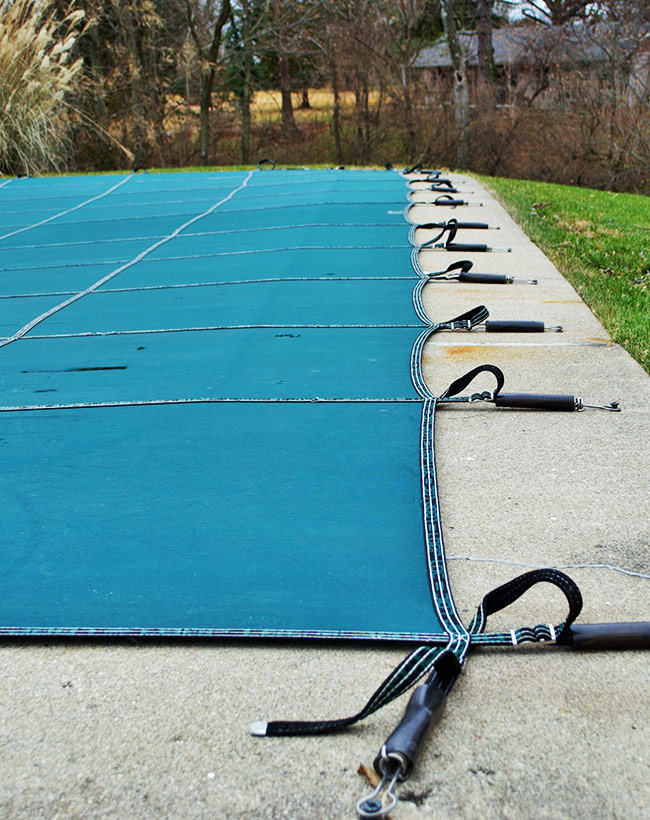 pool mesh cover on inground pool